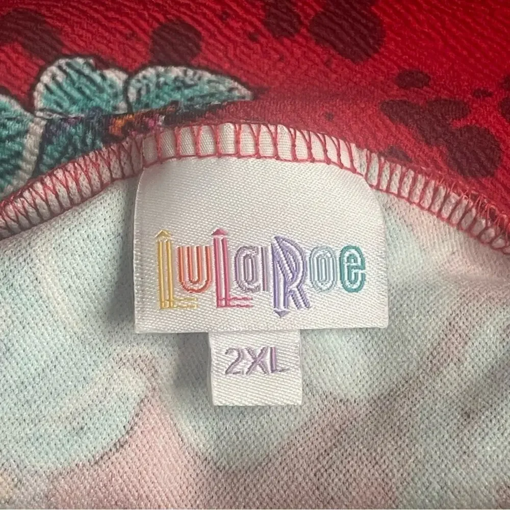 LuLaRoe Red and Teal Patterned Skirt